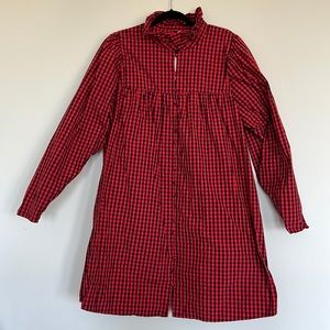H&M long sleeve mini red and black gingham checkered dress. NWT. Xxl. Flowy